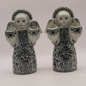 Vintage Nymolle Denmark Porcelain Angel Candle Holder Set